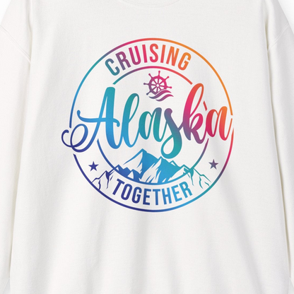 Cruising Alaska Together Shirt Sweatshirt – White – Alaska Cruise Shirts Close Up
