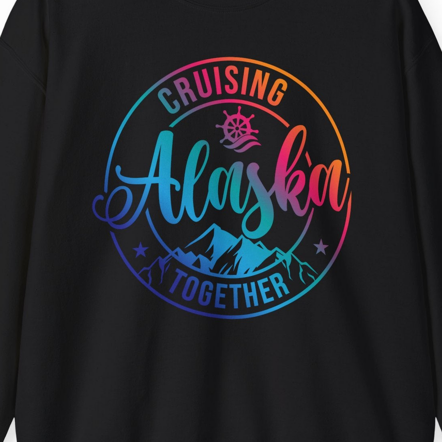 Cruising Alaska Together Shirt Sweatshirt – Black – Alaska Cruise Shirts Close Up