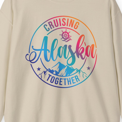 Cruising Alaska Together Shirt Sweatshirt – Sand – Alaska Cruise Shirts Close Up