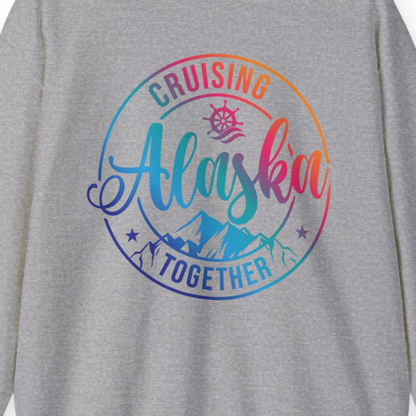 Cruising Alaska Together Shirt Sweatshirt – Sport Grey – Alaska Cruise Shirts Close Up