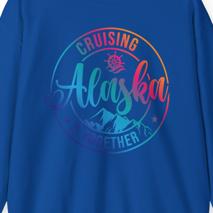 Cruising Alaska Together Shirt Sweatshirt – Royal – Alaska Cruise Shirts Close Up