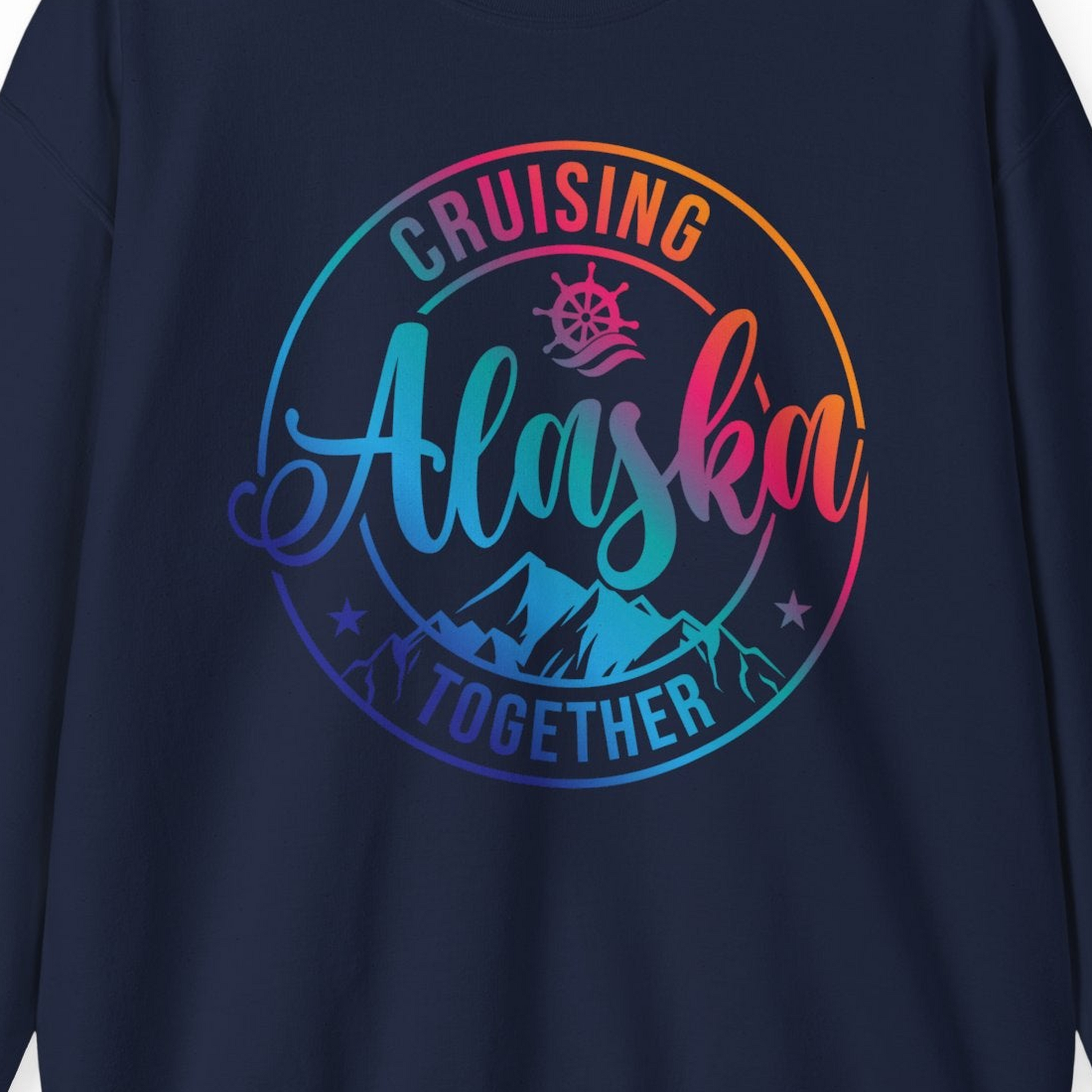 Cruising Alaska Together Shirt Sweatshirt – Navy – Alaska Cruise Shirts Close Up