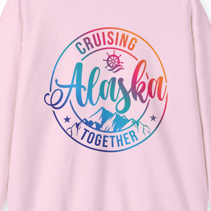 Cruising Alaska Together Shirt Sweatshirt – Light Pink – Alaska Cruise Shirts Close Up