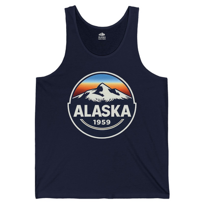 Alaska 1959 Retro Mountain Sunset Badge tank top Vintage Statehood tank top — Tank Top Tank Top – Alaska Cruise Shirts