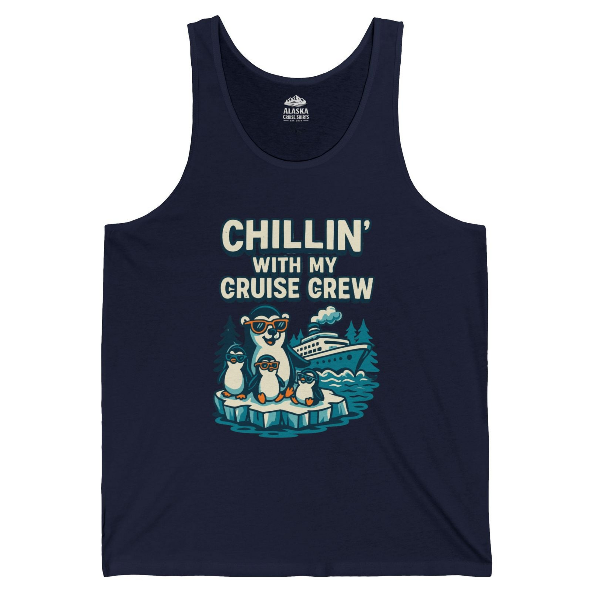 Chillin With My Cruise Crew Cute Penguins Alaska Cartoon Shirt — Tank Top Tank Top – Alaska Cruise Shirts