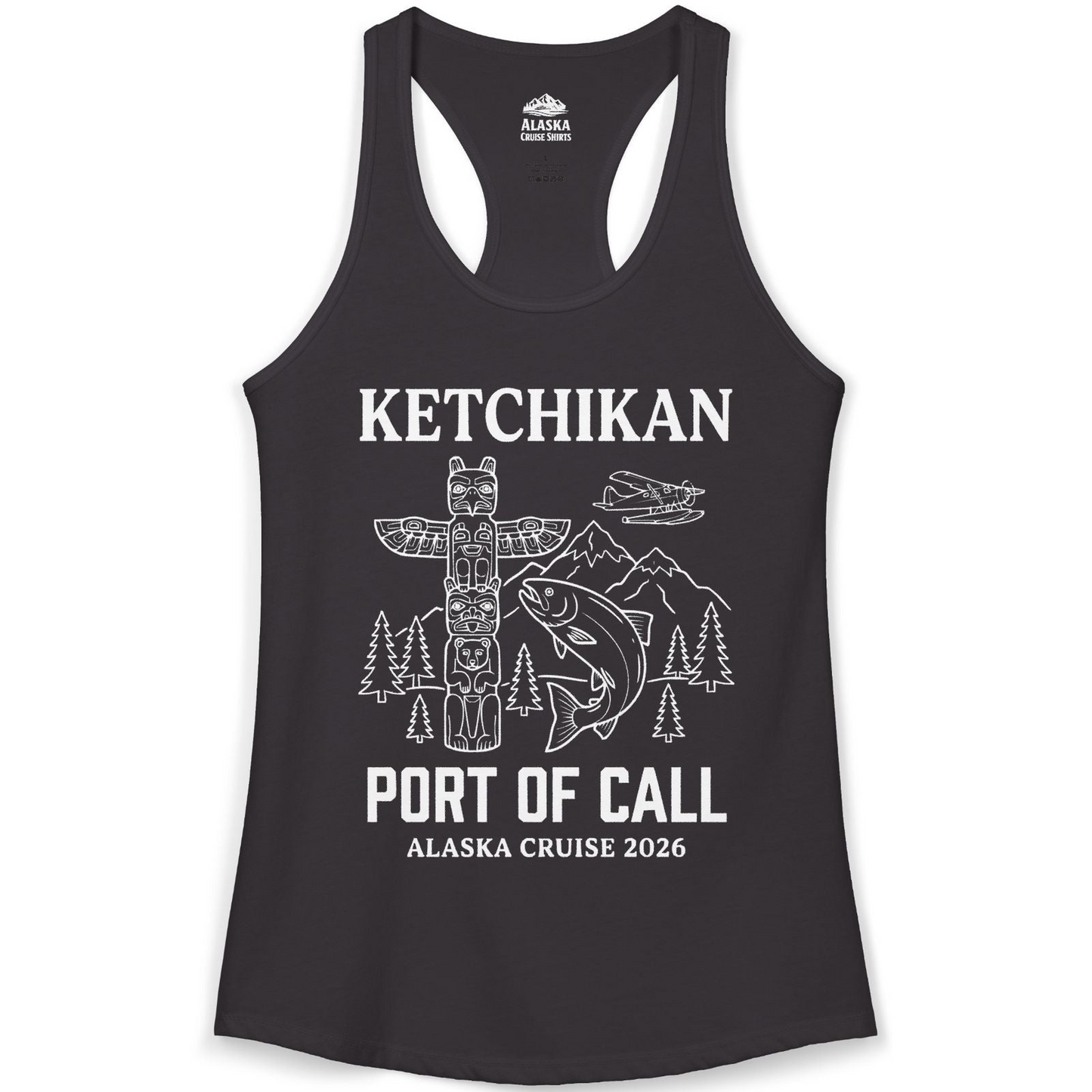 Ketchikan Alaska Cruise Port of Call Totem Wildlife Adventure Shirt — Ladies Tank Tank Top – Alaska Cruise Shirts