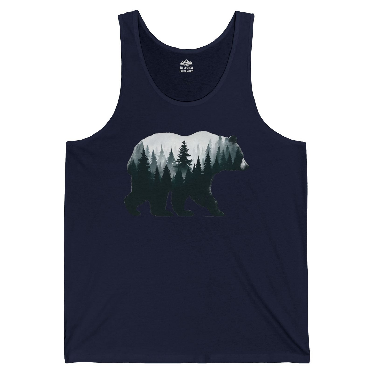 Double Exposure Bear Forest Silhouette Wilderness Shirt for Nature Lovers — Tank Top Tank Top – Alaska Cruise Shirts