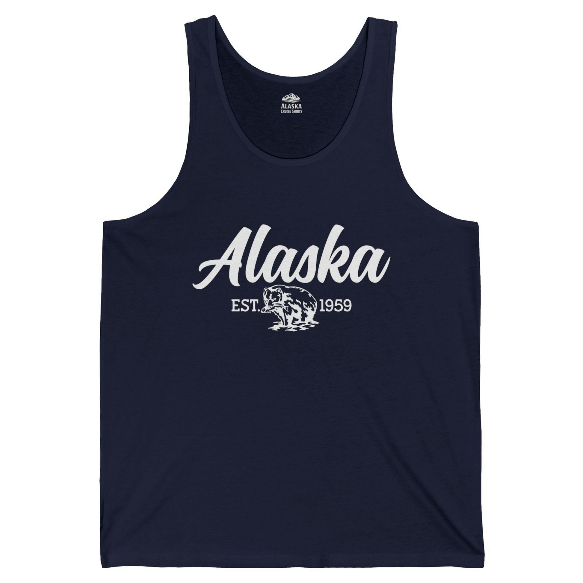 Alaska Bear Est 1959 Vintage Wildlife Graphic Monochrome Shirt — Tank Top Tank Top – Alaska Cruise Shirts