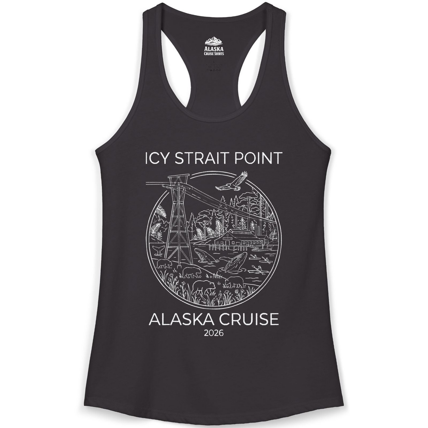 Icy Strait Point Alaska Cruise 2026 Nature Adventure T-Shirt — Ladies Tank Tank Top – Alaska Cruise Shirts