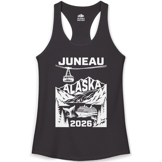 Juneau Alaska Cruise 2026 Scenic Whale and Cable Car Shirt — Ladies Tank Tank Top – Alaska Cruise Shirts