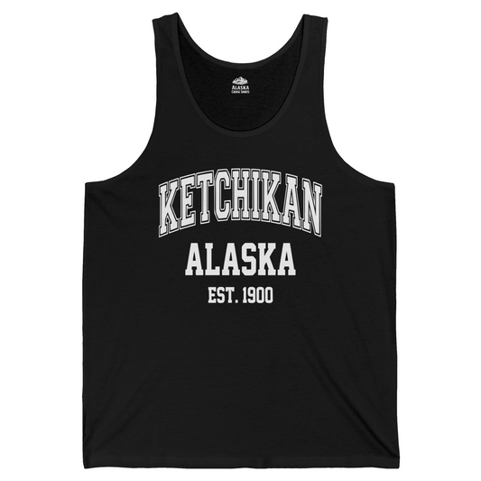 Ketchikan Alaska Collegiate Style Est 1900 Vintage Tee Shirt — Tank Top Tank Top – Alaska Cruise Shirts