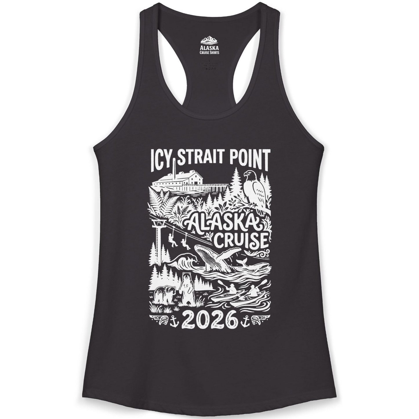 Icy Strait Point Alaska Cruise 2026 Wildlife Adventure Shirt — Ladies Tank Tank Top – Alaska Cruise Shirts