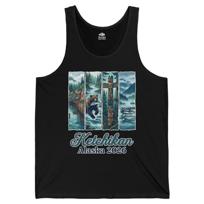 Ketchikan Alaska 2026 Scenic Nature and Totem Pole Art T-Shirt — Tank Top Tank Top – Alaska Cruise Shirts