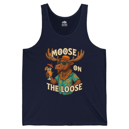 Moose On The Loose Funny Tropical Cartoon Vacation Shirt — Tank Top Tank Top – Alaska Cruise Shirts