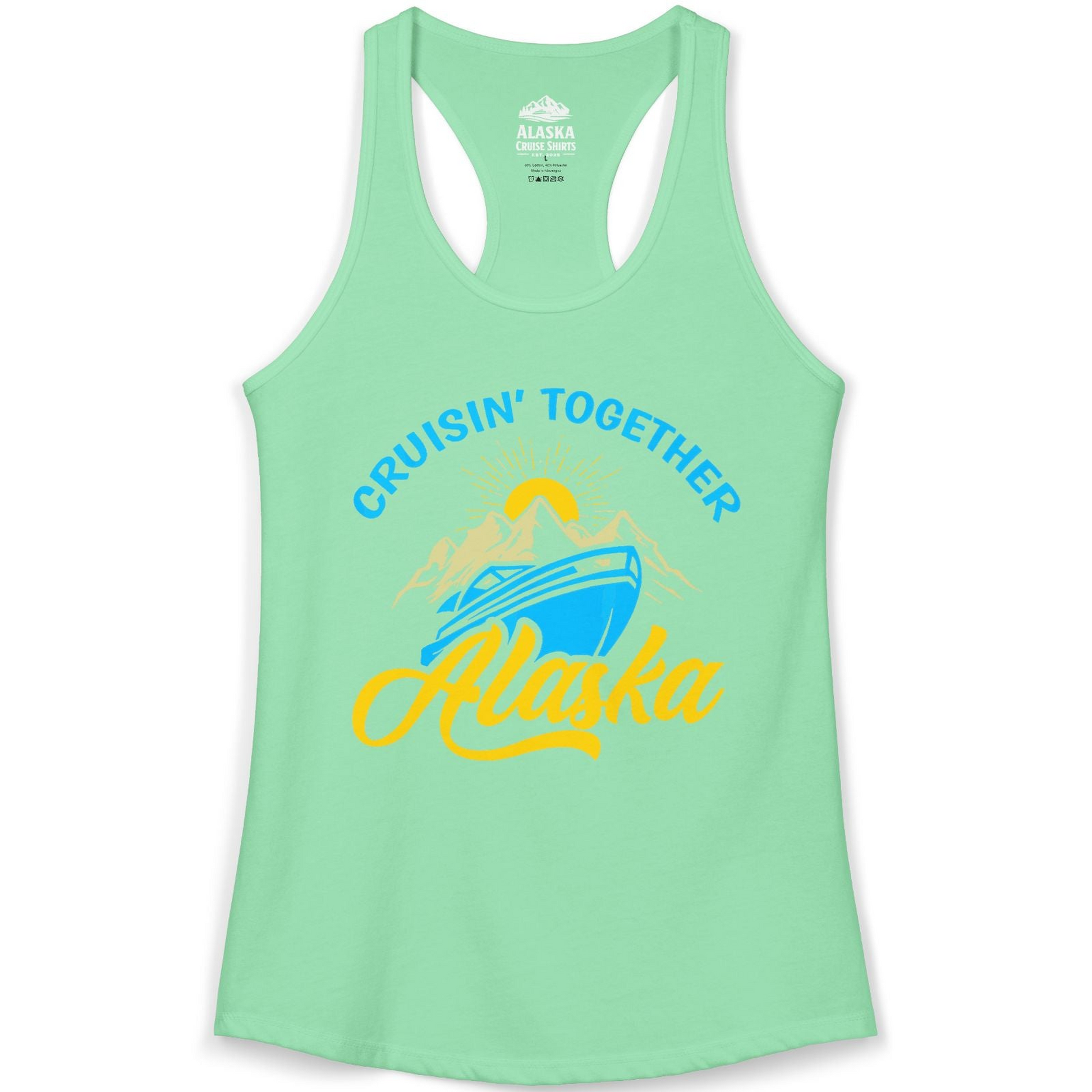 Alaska Cruise Adventure Mountains Sunrise Retro Shirt for Travelers — Ladies Tank Tank Top – Alaska Cruise Shirts
