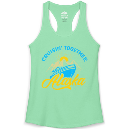 Alaska Cruise Adventure Mountains Sunrise Retro Shirt for Travelers — Ladies Tank Tank Top – Alaska Cruise Shirts