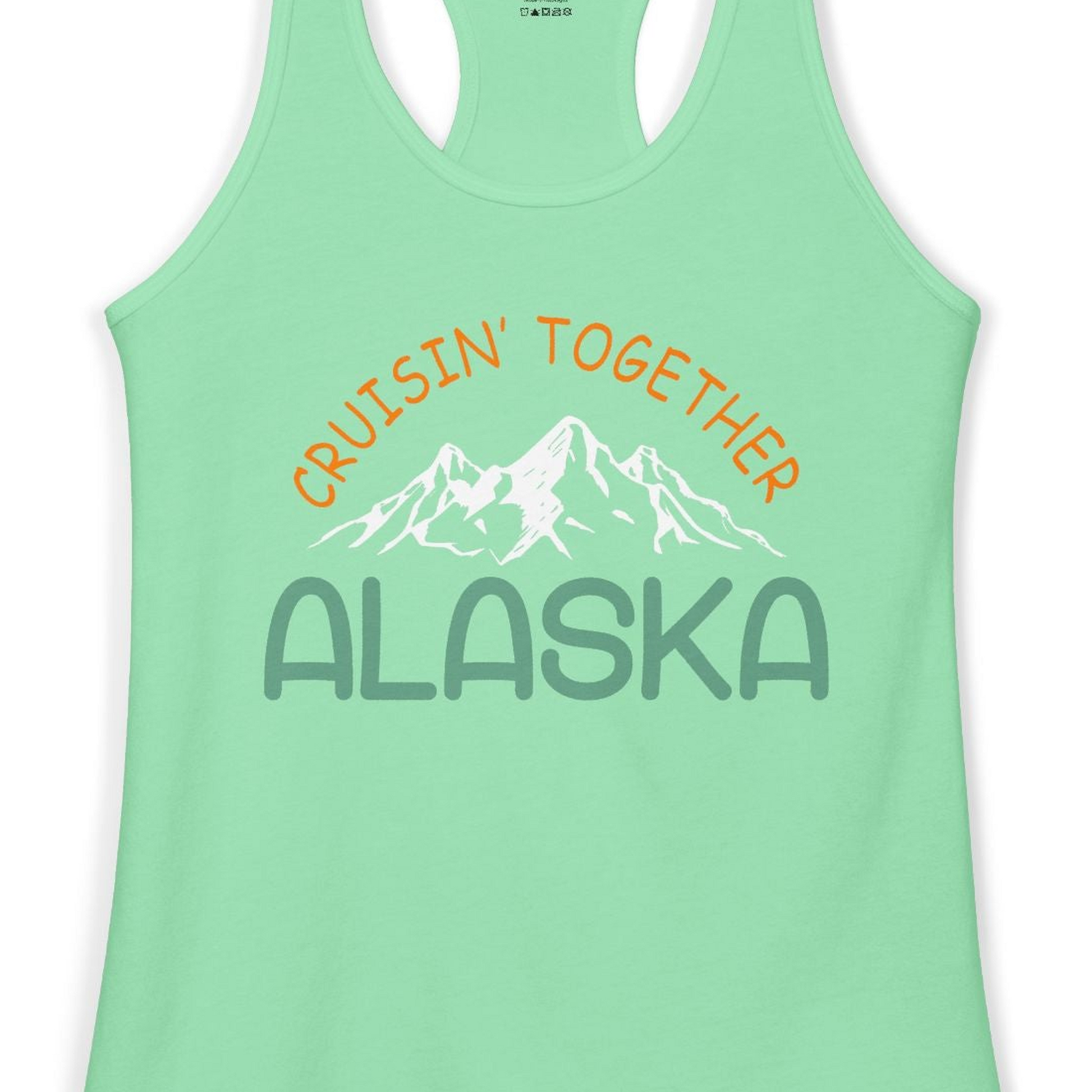 Cruisin Together Alaska Mountain Adventure Cruise Graphic Shirt — Ladies Tank Tank Top – Alaska Cruise Shirts Close Up