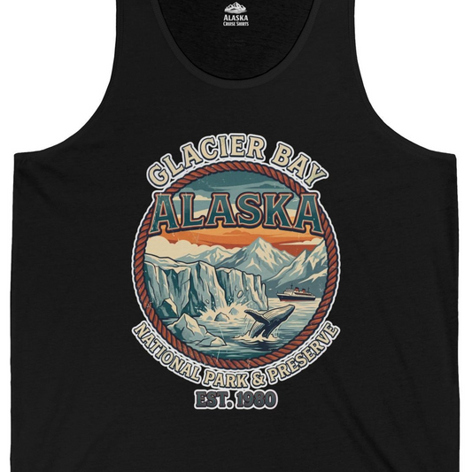 Glacier Bay Alaska National Park Vintage Nature Scene Shirt — Tank Top Tank Top – Alaska Cruise Shirts Close Up