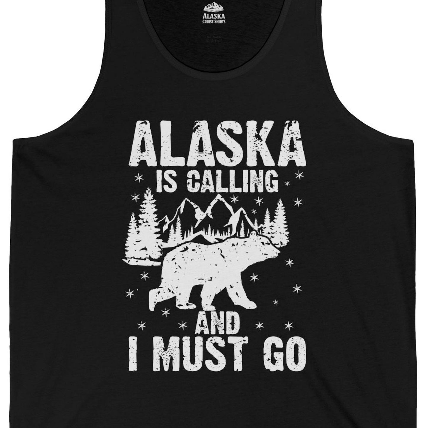 Alaska Is Calling Bear Mountain Wilderness Adventure Vintage Shirt — Tank Top Tank Top – Alaska Cruise Shirts Close Up