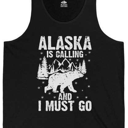 Alaska Is Calling Bear Mountain Wilderness Adventure Vintage Shirt — Tank Top Tank Top – Alaska Cruise Shirts Close Up