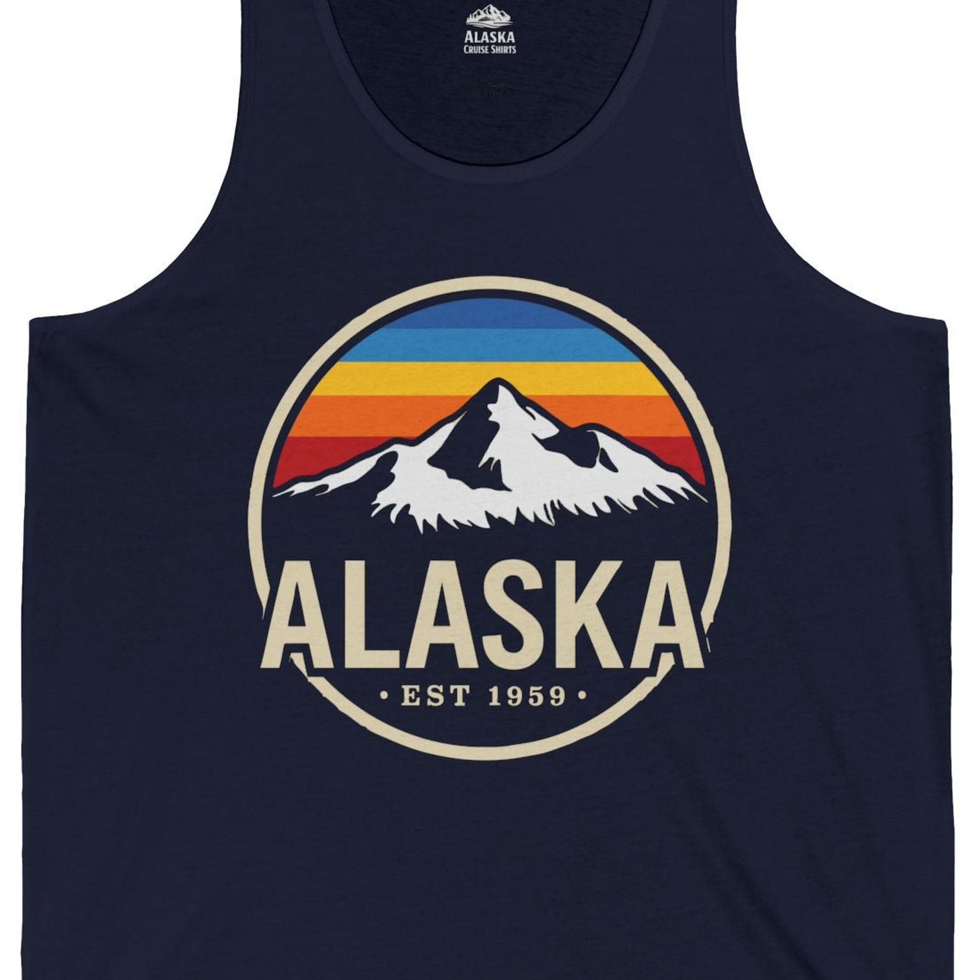 Alaska Vintage Mountain Sunset Shirt Tank Top – Alaska Cruise Shirts Close Up