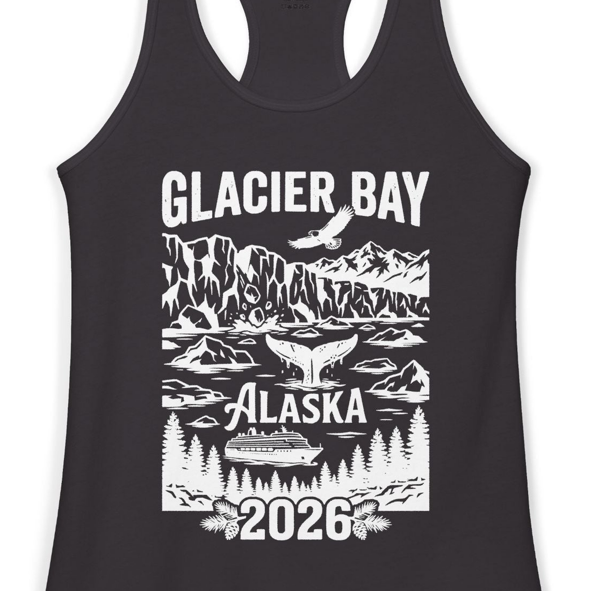 Glacier Bay Alaska 2026 Cruise Adventure Nature Scene Shirt — Ladies Tank Tank Top – Alaska Cruise Shirts Close Up