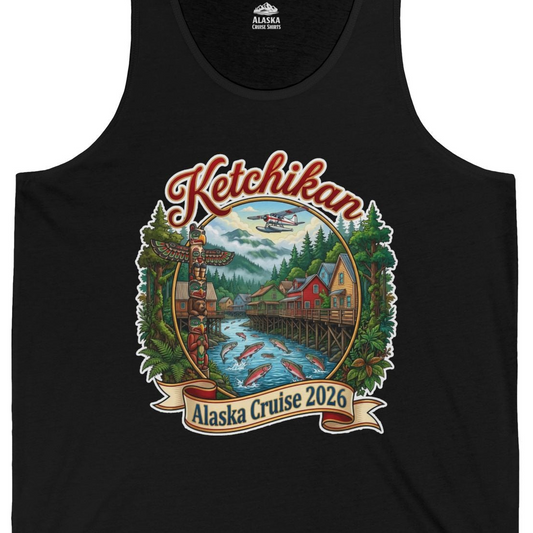Ketchikan Alaska Cruise 2026 Vintage Souvenir Vacation Shirt — Tank Top Tank Top – Alaska Cruise Shirts Close Up
