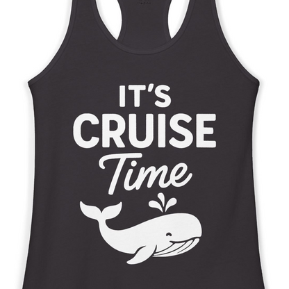 It's Cruise Time Whale Graphic Vacation Cruise Shirt — Ladies Tank Tank Top – Alaska Cruise Shirts Close Up