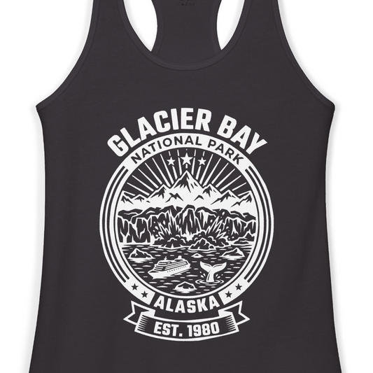 Glacier Bay Alaska National Park Adventure Shirt for Travelers — Ladies Tank Tank Top – Alaska Cruise Shirts Close Up