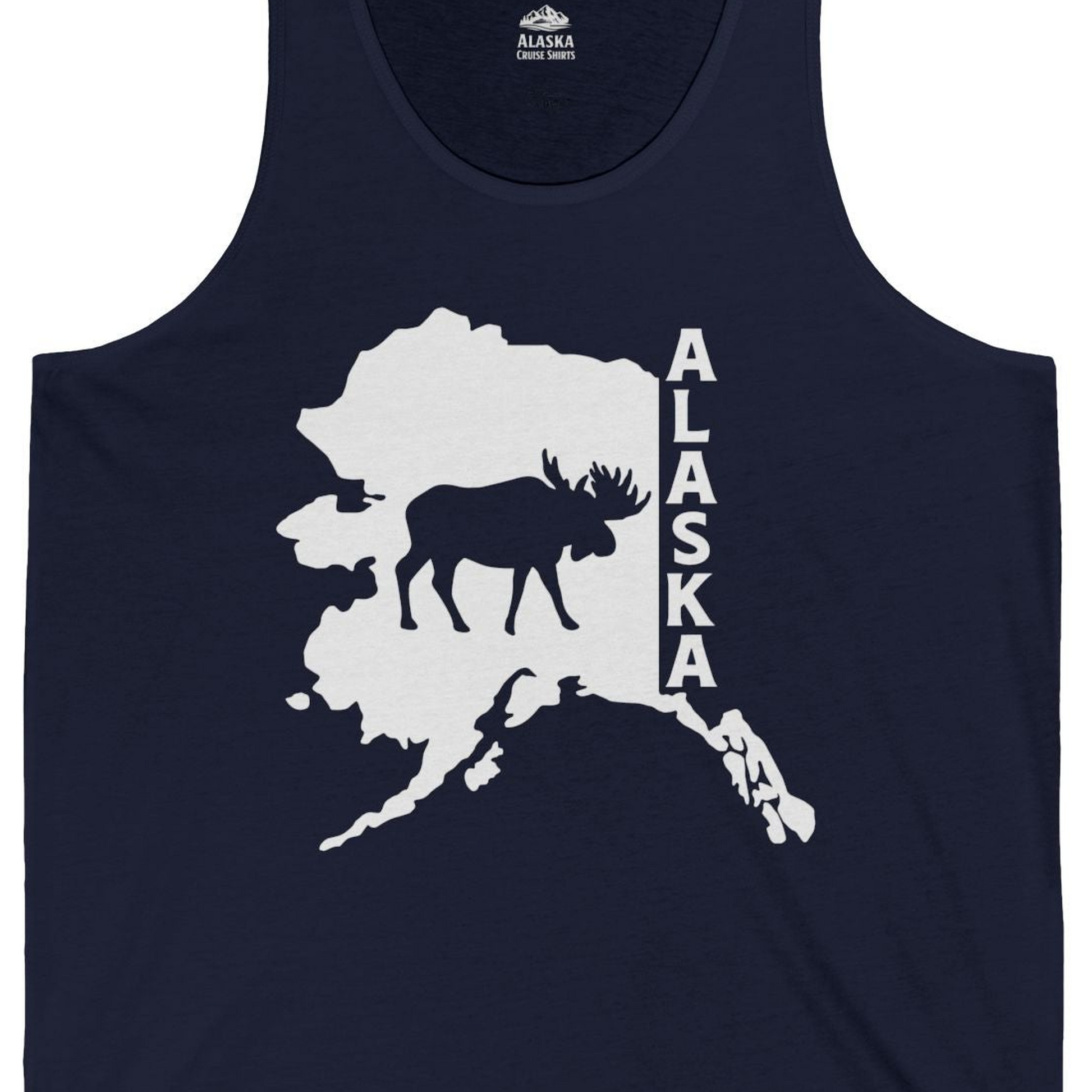 Alaska Moose Silhouette Shirt Tank Top – Alaska Cruise Shirts Close Up