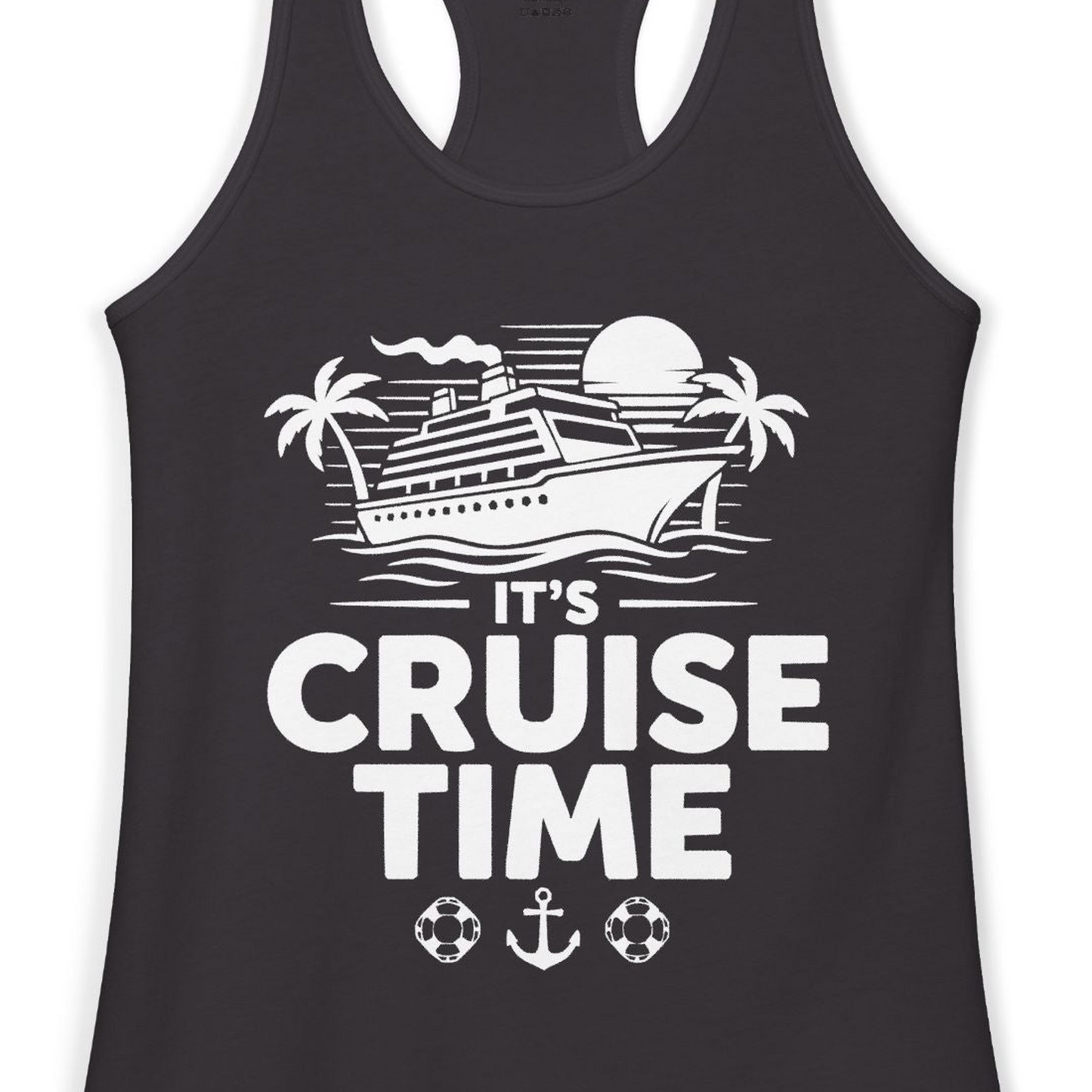 It’s Cruise Time Bold Nautical Vacation Shirt for Cruise Enthusiasts — Ladies Tank Tank Top – Alaska Cruise Shirts Close Up