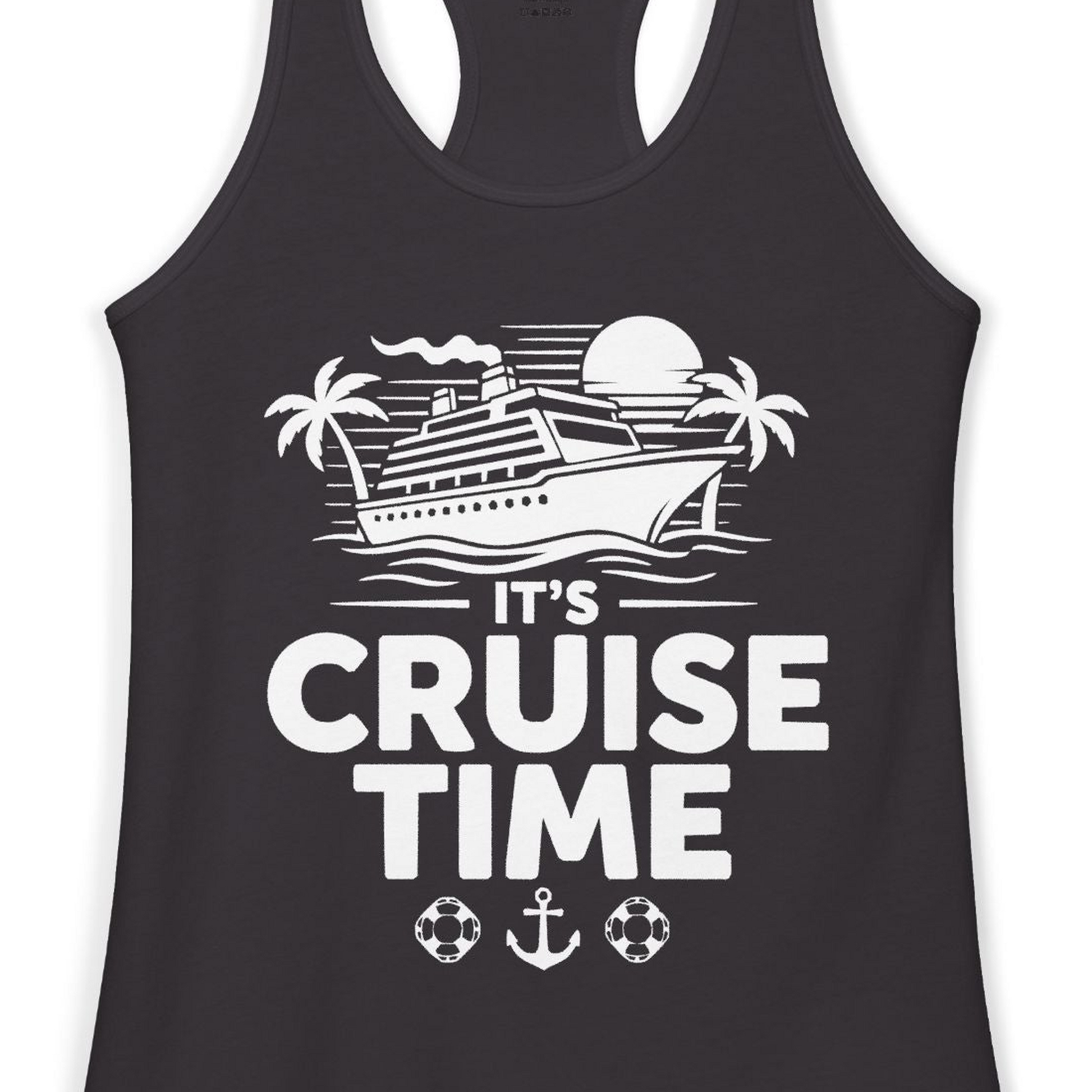 It’s Cruise Time Bold Nautical Vacation Shirt for Cruise Enthusiasts — Ladies Tank Tank Top – Alaska Cruise Shirts Close Up