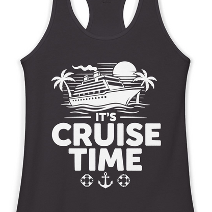It’s Cruise Time Bold Nautical Vacation Shirt for Cruise Enthusiasts — Ladies Tank Tank Top – Alaska Cruise Shirts Close Up