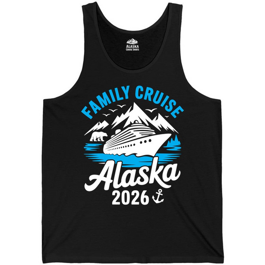 Alaska Family Cruise Shirt 2026 Mountains Wildlife Adventure Tee — Tank Top Tank Top – Alaska Cruise Shirts Close Up