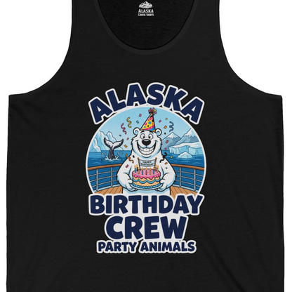 Alaska Birthday Crew Party Animals Polar Bear Cruise Shirt — Tank Top Tank Top – Alaska Cruise Shirts Close Up
