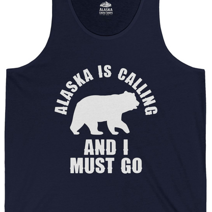 Alaska Is Calling Bear Silhouette Adventure Shirt Tank Top – Alaska Cruise Shirts Close Up