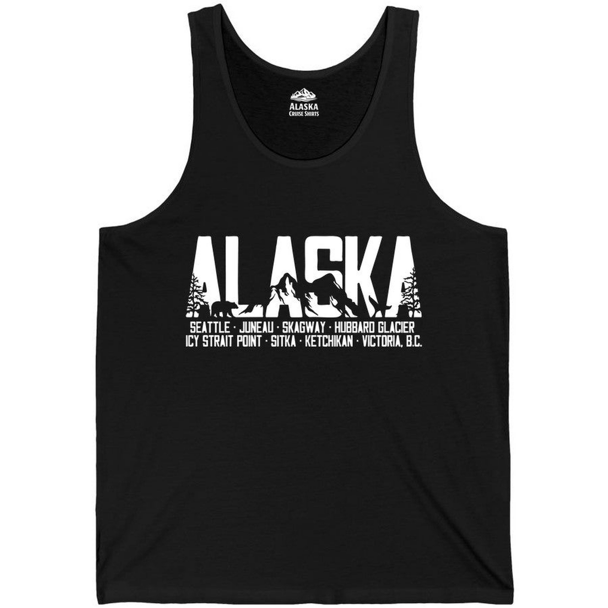 Alaska Cruise Silhouette Wildlife Destinations Shirt Seattle Juneau — Tank Top Tank Top – Alaska Cruise Shirts Close Up