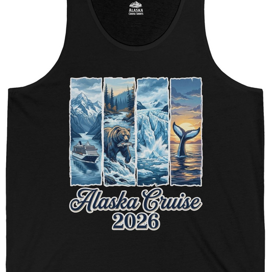 Alaska Cruise 2026 Scenic Wildlife Adventure Souvenir Shirt — Tank Top Tank Top – Alaska Cruise Shirts Close Up