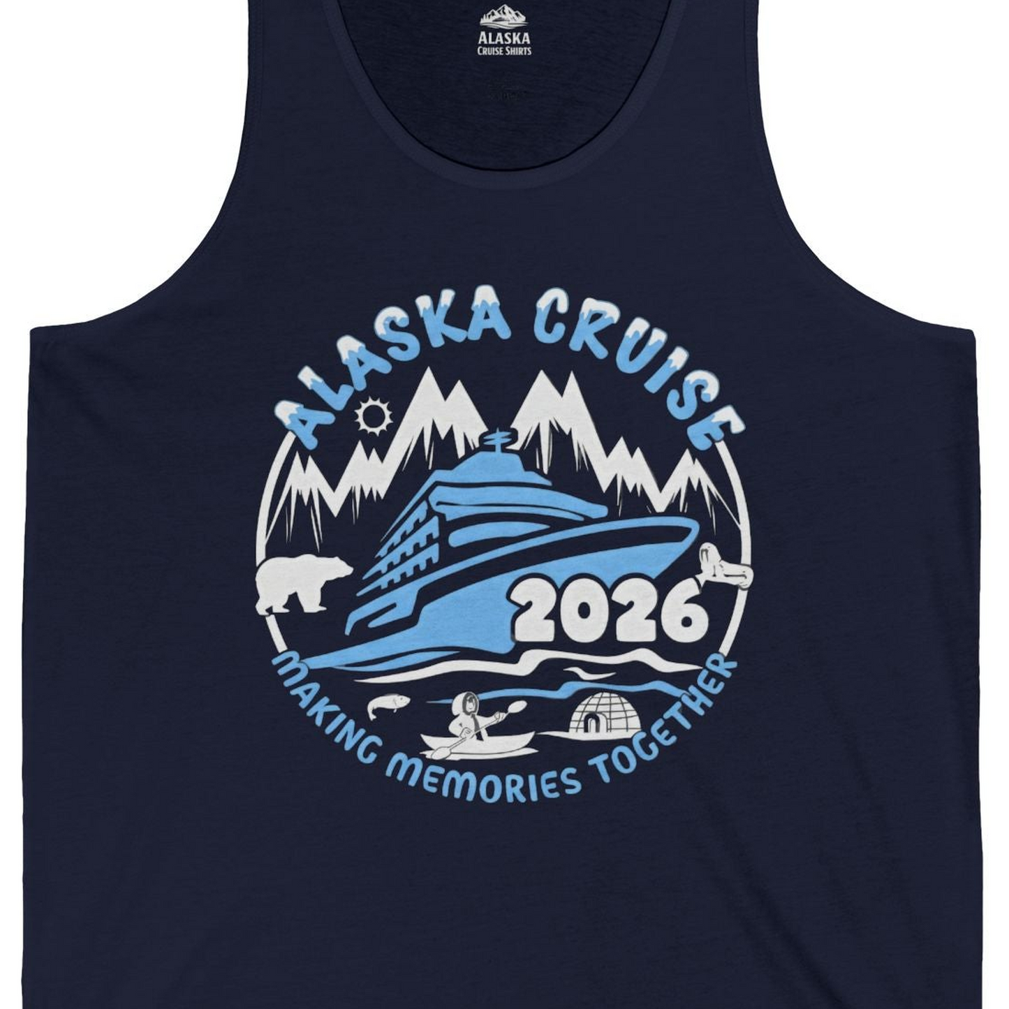 Alaska Cruise 2026 Family Adventure Shirt with Wildlife and Nature — Tank Top Tank Top – Alaska Cruise Shirts Close Up