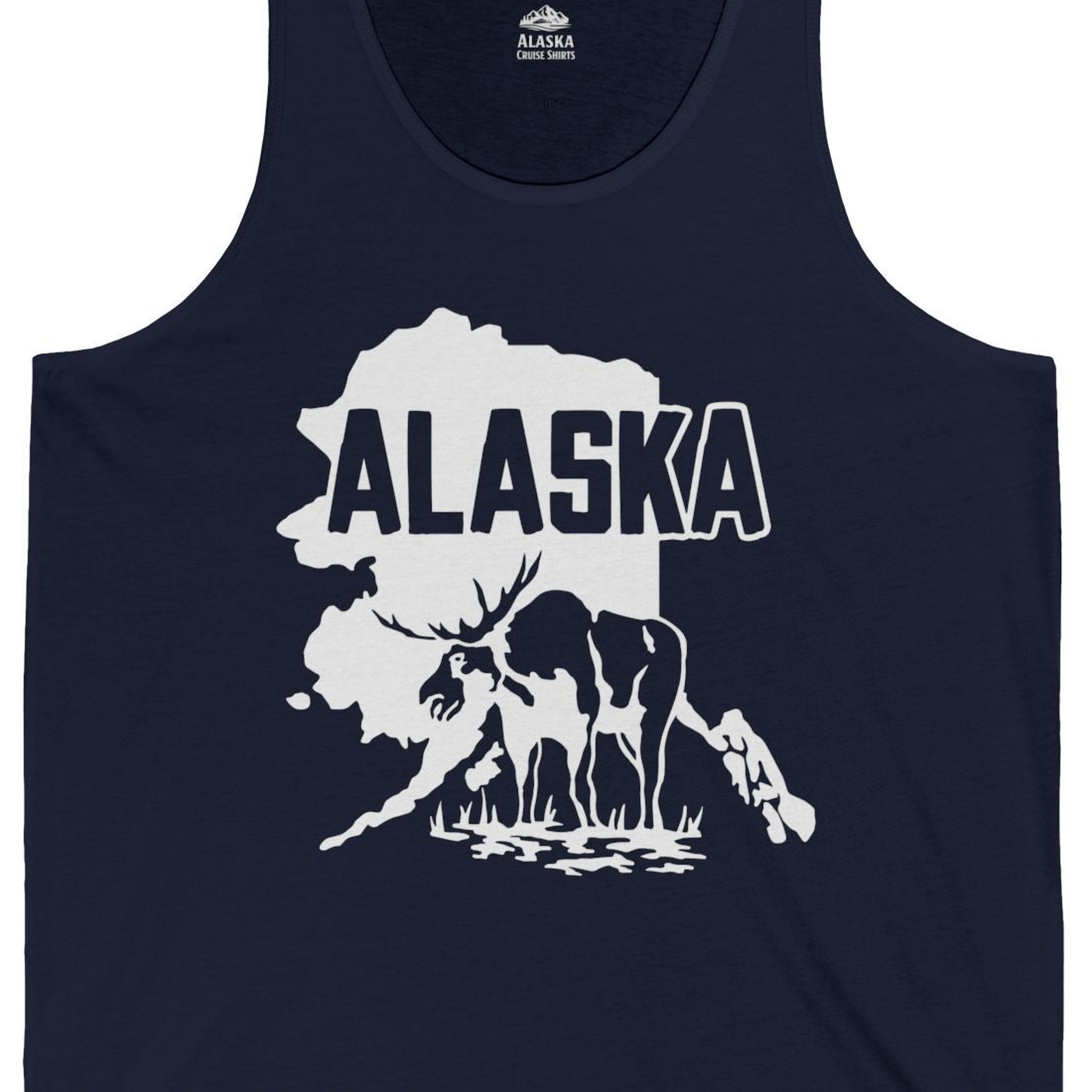 Alaska Moose Silhouette Shirt Tank Top – Alaska Cruise Shirts Close Up