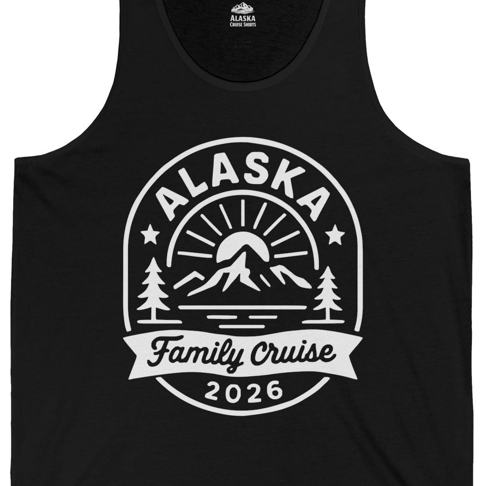 Alaska Family Cruise 2026 Mountain Nature Adventure Shirt — Tank Top Tank Top – Alaska Cruise Shirts Close Up