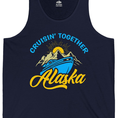Alaska Cruise Adventure Mountains Sunrise Retro Shirt for Travelers — Tank Top Tank Top – Alaska Cruise Shirts Close Up