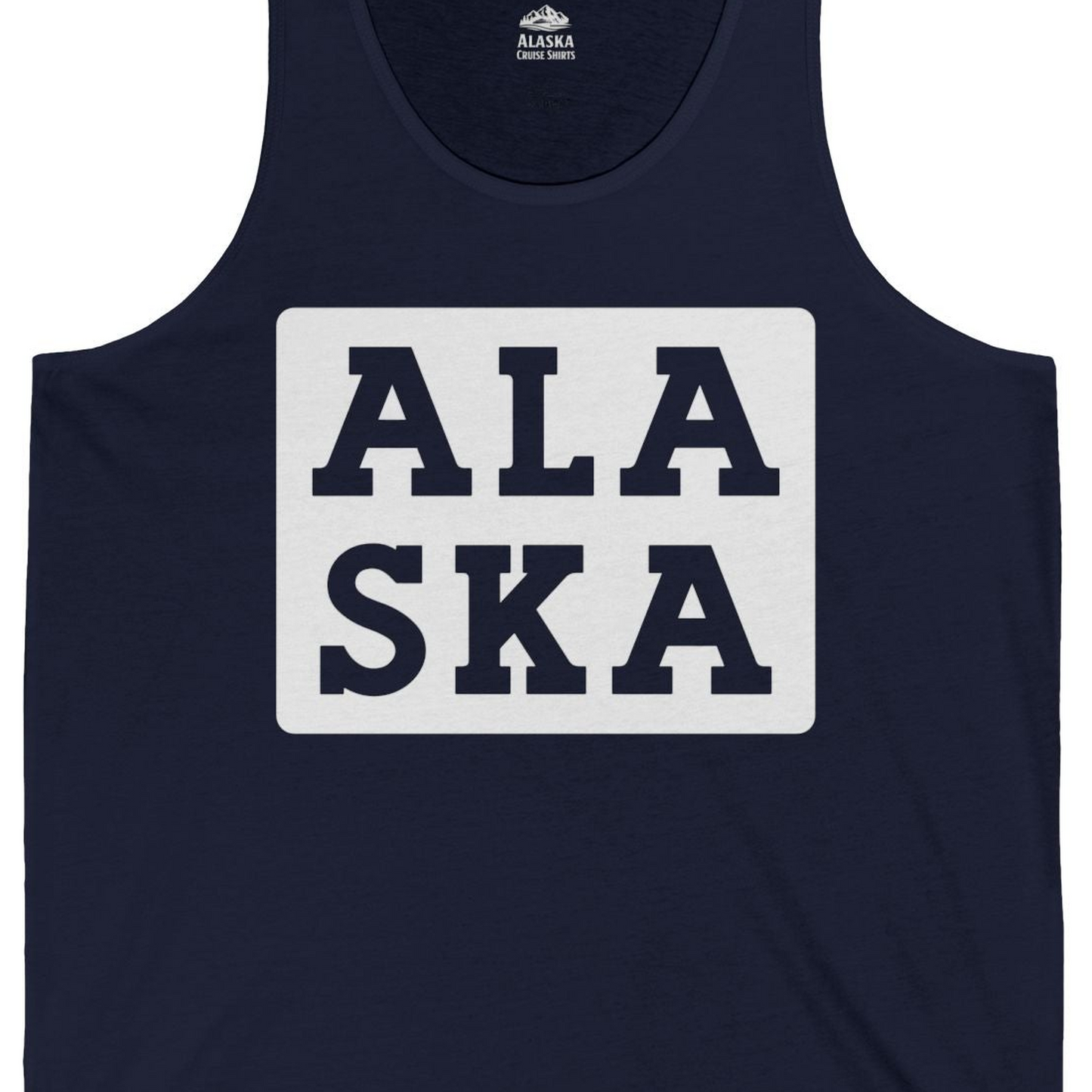 Bold Alaska Block Text Shirt Tank Top – Alaska Cruise Shirts Close Up