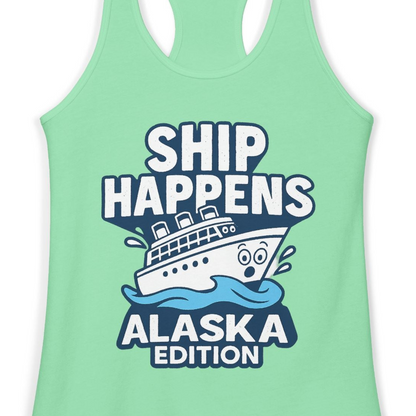 Ship Happens Alaska Cruise Shirt Tank Top – Alaska Cruise Shirts Close Up