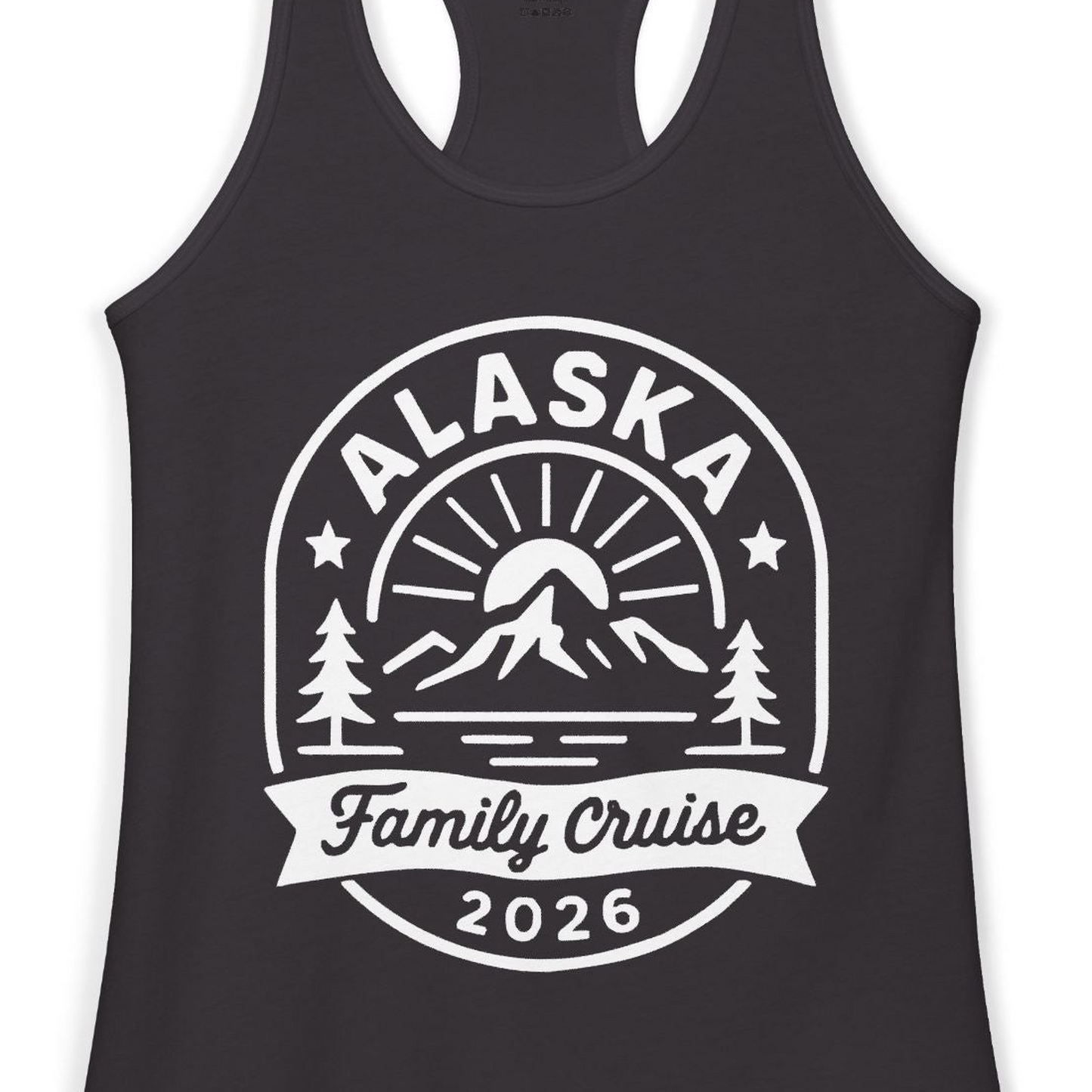 Alaska Family Cruise 2026 Mountain Nature Adventure Shirt — Ladies Tank Tank Top – Alaska Cruise Shirts Close Up