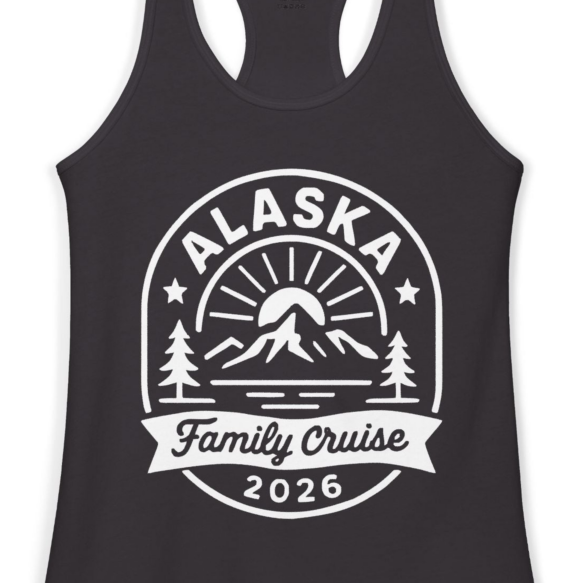 Alaska Family Cruise 2026 Mountain Nature Adventure Shirt — Ladies Tank Tank Top – Alaska Cruise Shirts Close Up
