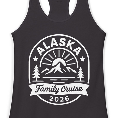 Alaska Family Cruise 2026 Mountain Nature Adventure Shirt — Ladies Tank Tank Top – Alaska Cruise Shirts Close Up