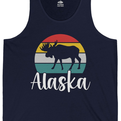 Retro Alaska Moose Silhouette Shirt Tank Top – Alaska Cruise Shirts Close Up