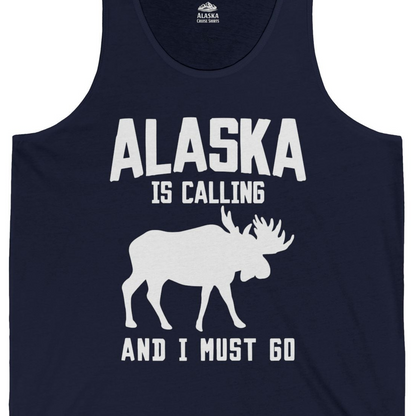 Alaska Is Calling Moose Silhouette Shirt Tank Top – Alaska Cruise Shirts Close Up