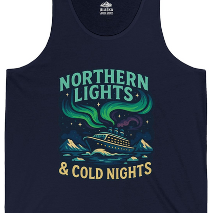 Northern Lights Alaska Cruise Ship Night Adventure Travel Shirt — Tank Top Tank Top – Alaska Cruise Shirts Close Up